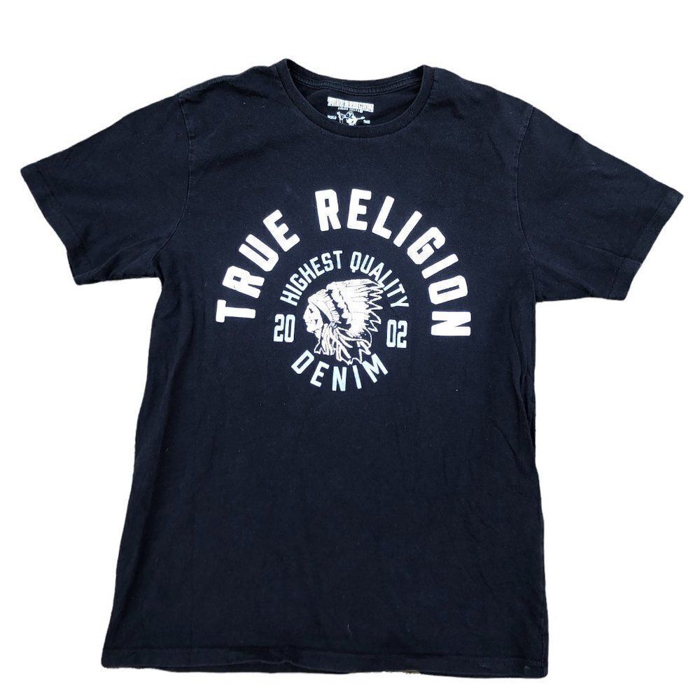True Religion Shirt Small Smoke Signal Big Logo Gray